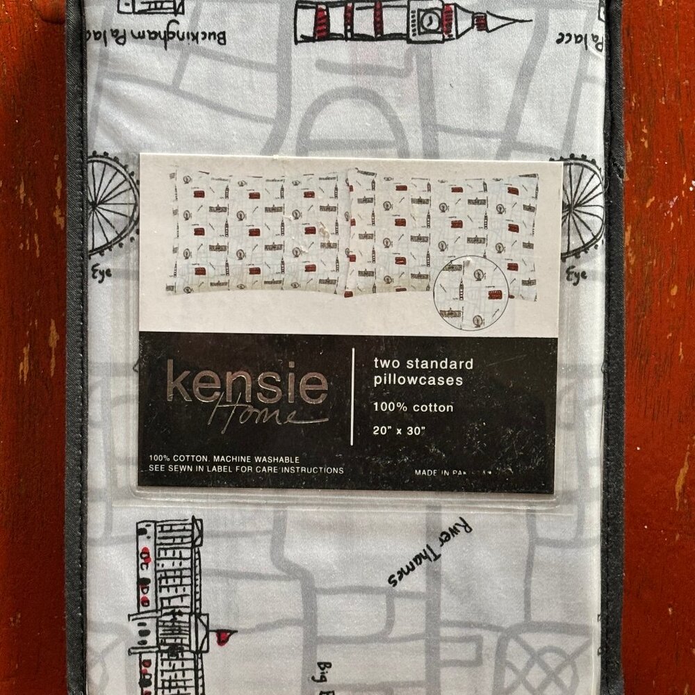 Kensie 2 Std Cotton Pillowcases LONDON Buckingham Palace, Big Ben, River Thames